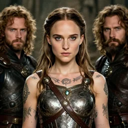 young natalie portman, fighter, girl warrior, lord of the rings, tattoos, decorative ornaments, battle armor, carl spitzweg, ismail inceoglu, vdragan bibin, hans thoma, greg rutkowski, alexandros pyromallis, perfect face, detailed, sharply focused, centered, rule of thirds, photorealistic shading