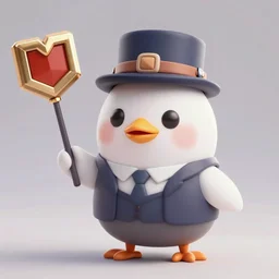 cute 3 d model of a pigeon businessman, cute 3 d character, designed by supercell, clash of clans avatar, clash royale avatar, blender, unreal engine, 4 k render