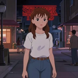robin from season 3 of stranger things, mall landscape, night time, ambient lighting, 4k, anime key visual, lois van baarle, ilya kuvshinov, rossdraws, artstation