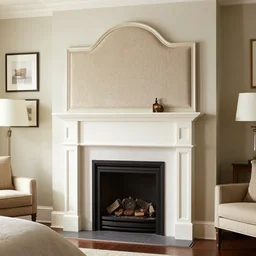 award-winning catalog photo headboard in the shape of a fireplace mantel master bedroom