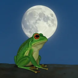 a frog thats shapeshifts into a moon, from edward hopper