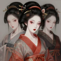 digital painting of an pastle goth geisha by terese nielsen, mark ryden, amy sol in the style of, vintage shoujo, fantastic planet, 6 0 s poster art, minimalist poster art, flowers, stipple art, artgerm