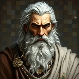 painted portrait of rugged zeus greek god [ white hair ] [ ornate jewelry ] masculine mature [ mosaic tile background ] handsome imposing [ half body ] burly robe fantasy intricate elegant detailed rule of thirds fibonacci digital painting trending artstation concept art sharp focus illustration art by alphonse mucha greg rutkowski