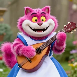 cheshire cat playing the mandolin, centered, still photo from alice in wonderland ( 2 0 1 0 )