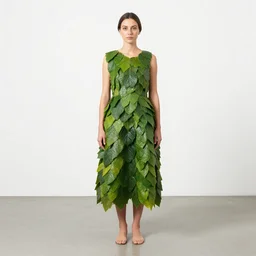 woman wearing a dress made of leaves by peter mohrbacher
