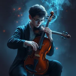 scientific and magical photo of a violin researcher notes tags digital painting trending on artstation by wlop octane render