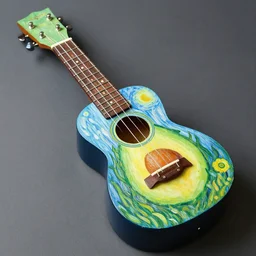 avocado ukulele painted by van gogh