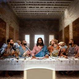 Kanye West as Jesus in the Last Supper painting