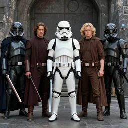 All Star Wars Characters standing together for a group photo