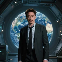 film still of Robert Downey Jr as Cobb with the world bending in on itself in the background in Inception, 4k