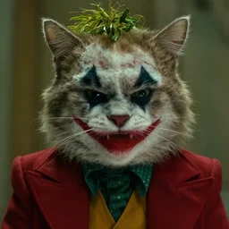 Film still of Grumpy Cat as the Joker, from The Dark Knight (2008)