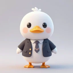 cute adorable tiny fat white duck portrait, sanrio, extremely dapper, wearing trendy clothes, plain background, volumetric lighting, rtx, 4 k render, unreal engine 5, animal crossing style