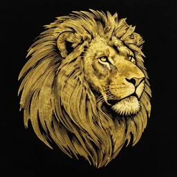 scratch paper : : lion : : gold lines, clear lines, linework, prestigious, elegant linage, black background