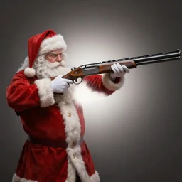 a shotgun custom - made by santa claus, wide shot, lightbox, digital artwork, trending on artstation