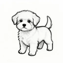 Tattoo Design line sketch adorable Puppy, bold strong lines very highly aesthetic