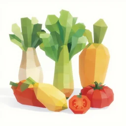 low poly vegetables