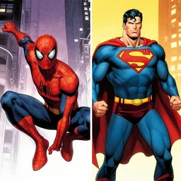 spider - man vs superman, comic style,