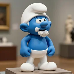 a photograph of a very detailed renaissance sculpture of walter white as a smurf in times square, made by michelangelo, from the distance, hyper detailed, sharp focus, 8 k resolution, ray tracing