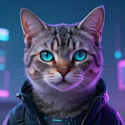 portrait of a cyberpunk cat, digital art, highly-detailed, artstation, cgsociety