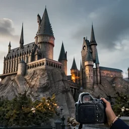 a dslr photo of a hogwarts castle under attack, realistic, 4 k