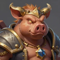 portrait of hog rider from clash royale, badass, intricate, headshot, highly detailed, digital painting, artstation, concept art, sharp focus, illustration, art by artgerm and greg rutkowski and alphonse mucha