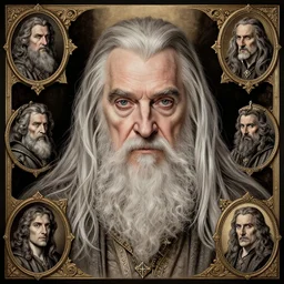 dumbledore, sorcerer, lord of the rings, tattoo, decorated ornaments by carl spitzweg, ismail inceoglu, vdragan bibin, hans thoma, greg rutkowski, alexandros pyromallis, perfect face, fine details, realistic shaded