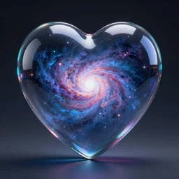 the universe contained in a heart shaped glass highly detailed 8 k hyperrealism