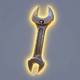 a wrench, league of legends inventory item, outer glow, solid background, vray 4k, trending on artstation