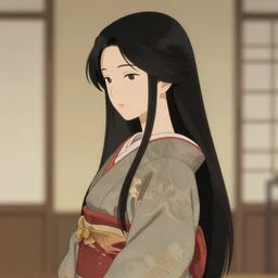 gorgeous japanese princess, long hair, beautiful clothing, half length view, 3 / 4 side view, shallow depth of field, matte painting by karole bak, by hasui kawase, yuumei