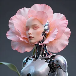 very beautiful flower cyborg woman