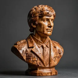 intricate bust of mr. spock carved from wood in baroque style, studio light