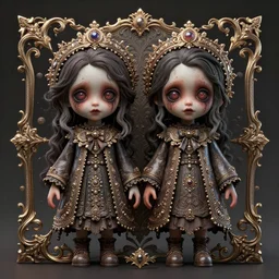 creepy twins, cute:: by beeple and James Gilleard and Justin Gerard :: ornate, dynamic, particulate, intricate, elegant, highly detailed, centered, artstation, smooth, sharp focus, octane render, 3d