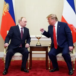 photo of fighting of putin va trump from ny times, award winning