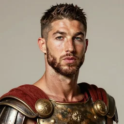 a face portrait of Sergio Ramos as a Gladiator from Rome, art by Eugene Delacroix and Rembrandt, highly detailed, trending on wikiart