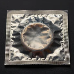 a metallic texture of a condom wrap