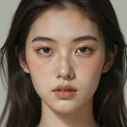 beautiful young woman face with very light freckles on cheeks artist sketch closeup