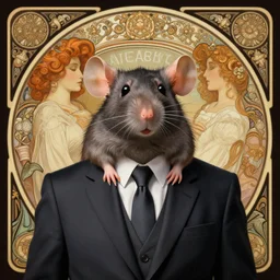a rat in corporate clothes, portrait, intricate, elegant, highly detailed, digital painting, artstation, concept art, wallpaper, smooth, sharp focus, illustration, art by artgerm and greg rutkowski and alphonse mucha