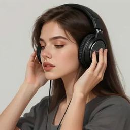 an illustration of a beautiful woman listening to music with headphones by Quentin de Warren, highly detailed, digital art, trending on artstation