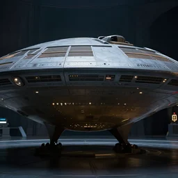 the star trek spaceship exterior realistic dramatic lighting film stills 4 k