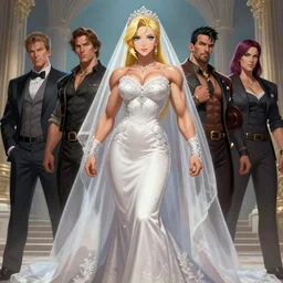 portrait of samus aran as a very attractive female bodybuilder wearing wedding dress, elegant, fantasy, hd shot, digital portrait, beautiful, artstation, comic style, by artgerm, guy denning, jakub rozalski, magali villeneuve and charlie bowater