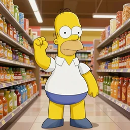 portrait of homer simpson in the supermarket, calm, fantasy character portrait, dynamic pose, artwork by Jeremy Lipkin and Giuseppe Dangelico Pino and Michael Garmash and Rob Rey, very coherent asymmetrical artwork, sharp edges, perfect face, simple form, 100mm