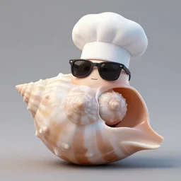 chambered nautilus with a chef hat and sunglasses, 8 k, art station, greg rutkowski