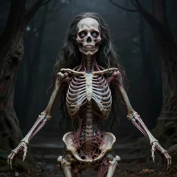 selma hayek in sleepy hollow, full body, big two toned eyes, teeth gritted, horror, intricate details, cinematic, epic, realistic, anatomy, tomer hanuka, uplight, artstation, photorealistic, scary