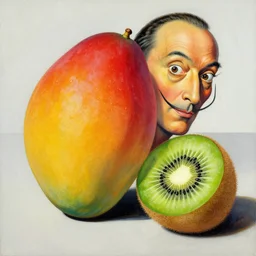 mango and kiwi fruits painting by salvador dali