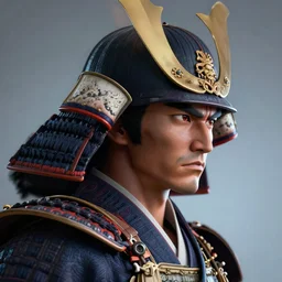 a profile picture of powerful japanese samurai, detailed face, face symmetry, fanart artstation global illumination rtx hdr fanart arstation 3 d, character concept portrait by moebius and laurie greasley, profile picture, 8 k, cinematic color grading