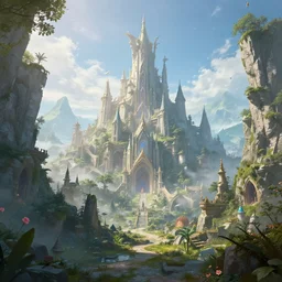 in a ethereal magical elven city, 4k, HDR, award-winning, landscape, unreal engine, artstation