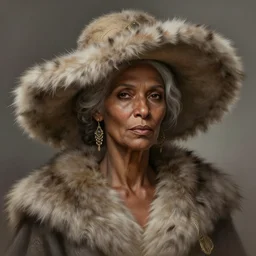 old summer woman portrait, furry, hat, dark skin, fantasy, intricate, elegant, highly detailed, digital painting, artstation, concept art, smooth, sharp focus, illustration, art by afshar petros and krenz cushart and artem demura and tony sandoval