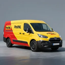 A commercial van designed and produced by Lamborghini, PostNL livery, promotional photo