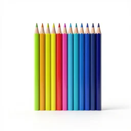 neon colored pencil set, clean 3d render, octane render, isolated on a pure white background, centered, entire object in frame, sharp focus, soft studio lighting