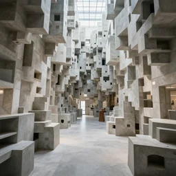 massive room full of puzzling architecture